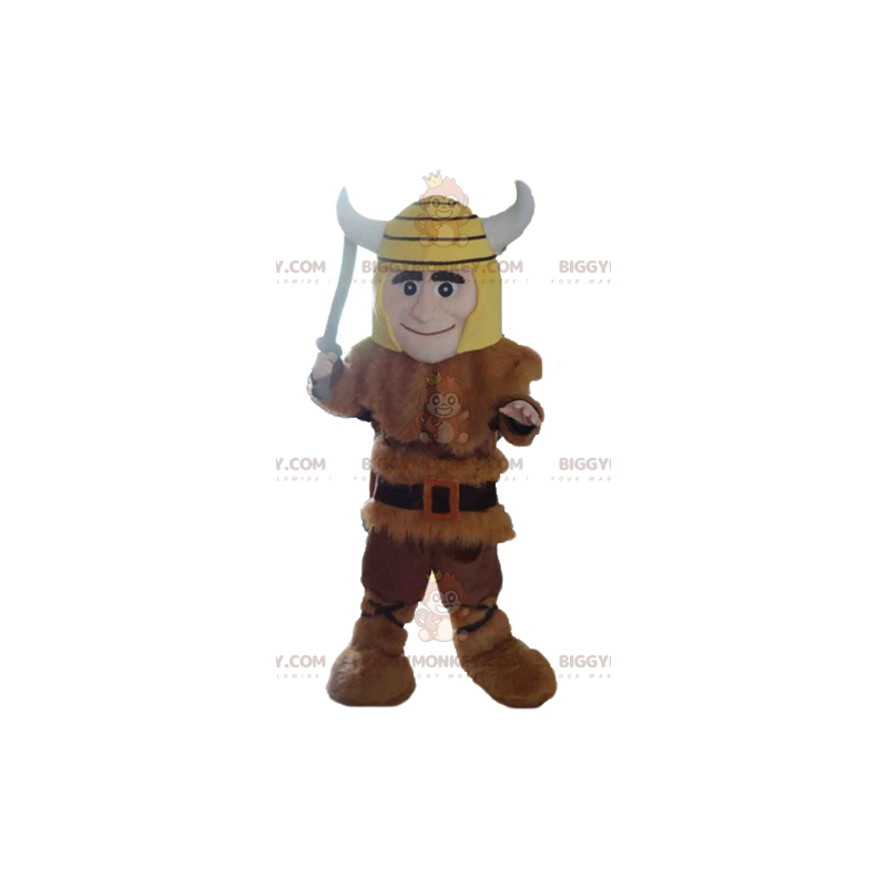BIGGYMONKEY™ Beast Skin Viking Mascot Costume with Yellow BIGGYMONKEY™ Beast Skin Viking Mascot Costume with Yellow