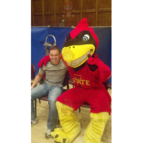 Κόκκινο κίτρινο και μαύρο κοστούμι μασκότ Superhero Bird BIGGYMONKEY™ - Μασκότ πουλιών - BIGGYMONKEY_0501 - BiggyMonkey.com