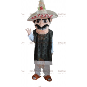 BIGGYMONKEY™ Mexican Mustachioed Mascot Costume With Sombrero -