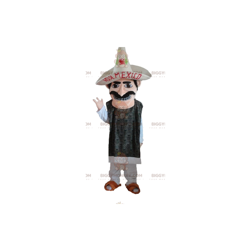 BIGGYMONKEY™ mexicansk maskotkostume med overskæg med sombrero BIGGYMONKEY™ mexicansk maskotkostume med overskæg med sombrero