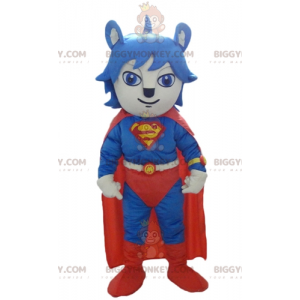 Cat BIGGYMONKEY™ Mascot Costume Dressed In Red And Blue