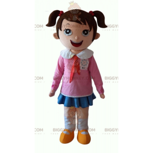 Very Smiling Little School Girl BIGGYMONKEY™ Mascot Costume -