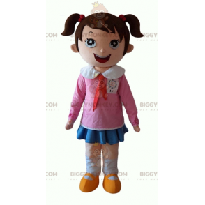 Meget smilende lille skolepige BIGGYMONKEY™ maskotkostume -