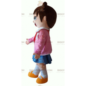 Very Smiling Little School Girl BIGGYMONKEY™ Mascot Costume - Boys and Girls Mascots - BIGGYMONKEY_03990 - BiggyMonkey.com