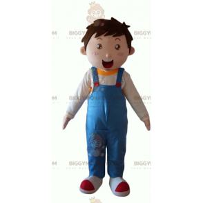 Liten pojke BIGGYMONKEY™ maskotdräkt i blå overall - Pojkar och flickor maskot - BIGGYMONKEY_03991 - BiggyMonkey.com