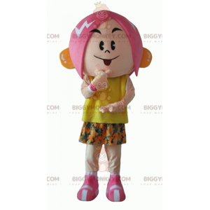 Costume da mascotte BIGGYMONKEY™ da ragazza dai capelli rosa