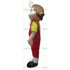 BIGGYMONKEY™-Maskottchenkostüm für Mädchen im roten Overall mit