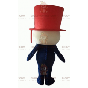 Schneemann BIGGYMONKEY™ Maskottchenkostüm mit rotem Zylinder -
