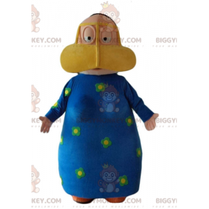 Oriental Woman BIGGYMONKEY™ Mascot Costume With Blue Floral
