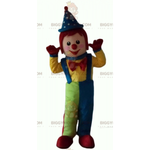 Mycket leende flerfärgad clown BIGGYMONKEY™ maskotdräkt -