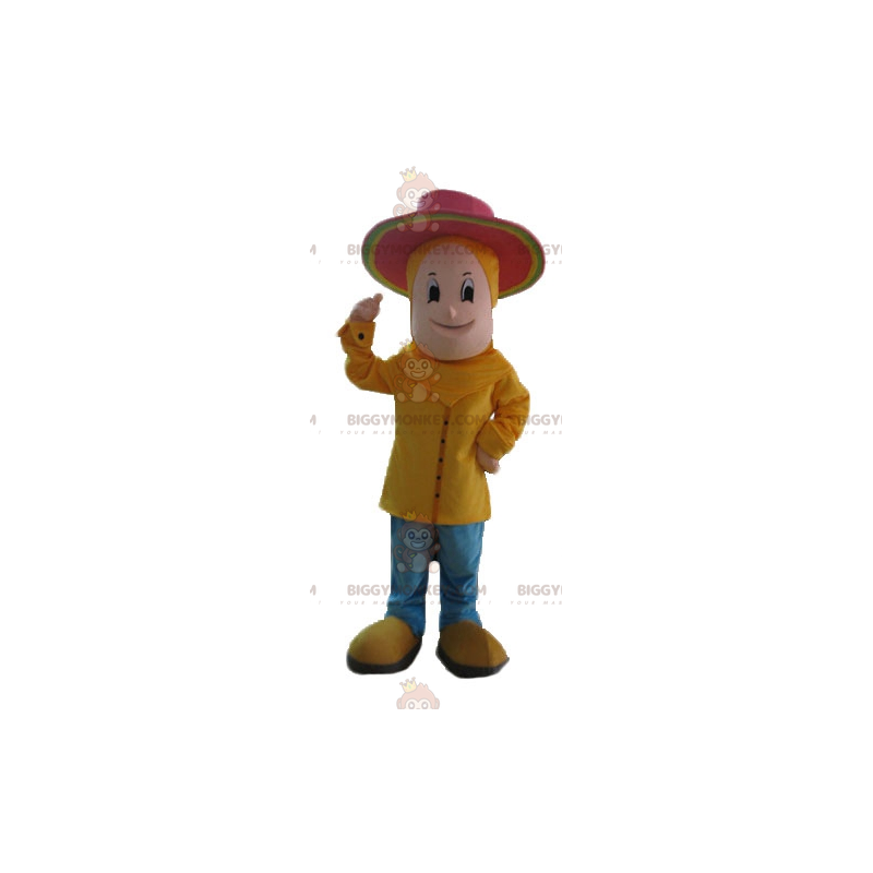 Disfraz de mascota Boy BIGGYMONKEY™ vestido de amarillo con Disfraz de mascota Boy BIGGYMONKEY™ vestido de amarillo con