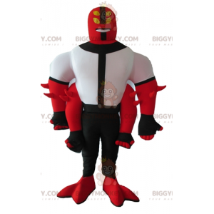 Traje de mascote BIGGYMONKEY™ Vermelho Branco e Preto Criatura