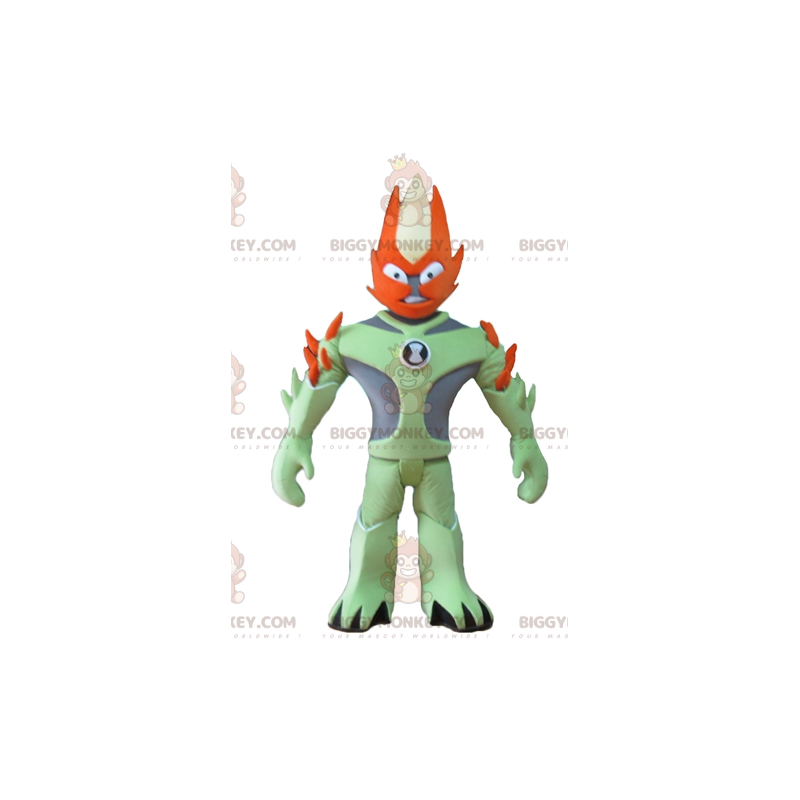 BIGGYMONKEY™ maskotdrakt grønt og oransje fantasivesen - Menneskelige maskoter - BIGGYMONKEY_04016 - BiggyMonkey.com