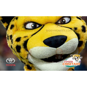 BIGGYMONKEY™ Sort og hvid Gul Tiger Cheetah maskotkostume -