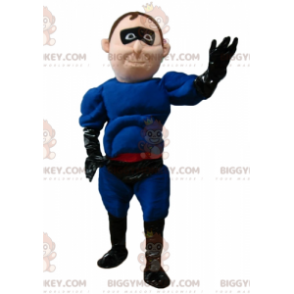 BIGGYMONKEY™ maskotdrakt av superhelt i blått og svart antrekk med pannebånd - Superhelten maskot - BiggyMonkey.com