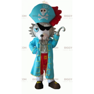 BIGGYMONKEY™ Husky-Hund-Maskottchen-Kostüm als Pirat verkleidet