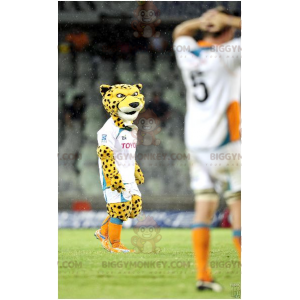 BIGGYMONKEY™ Svart och vit Gul Tiger gepard maskotdräkt