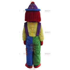 Zeer lachende veelkleurige clown BIGGYMONKEY™ mascottekostuum -