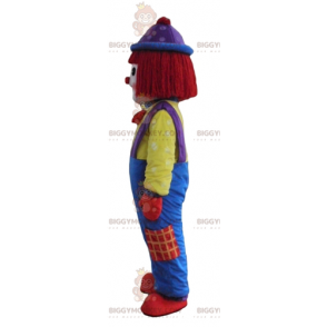 Mycket leende flerfärgad clown BIGGYMONKEY™ maskotdräkt -