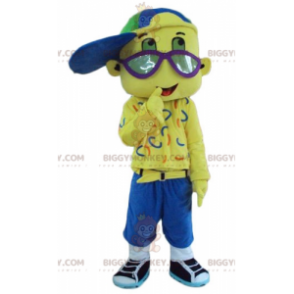 BIGGYMONKEY™ Maskottchen-Kostüm für Jungen ganz in Gelb mit Mütze und Schutzbrille - BiggyMonkey.com