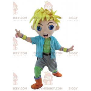 BIGGYMONKEY™ Mascot Costume Teenager Blonde Boy In Colorful