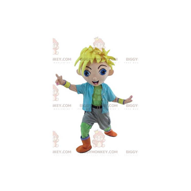 Kostium maskotki BIGGYMONKEY™ Nastoletni blondyn w kolorowym Kostium maskotki BIGGYMONKEY™ Nastoletni blondyn w kolorowym