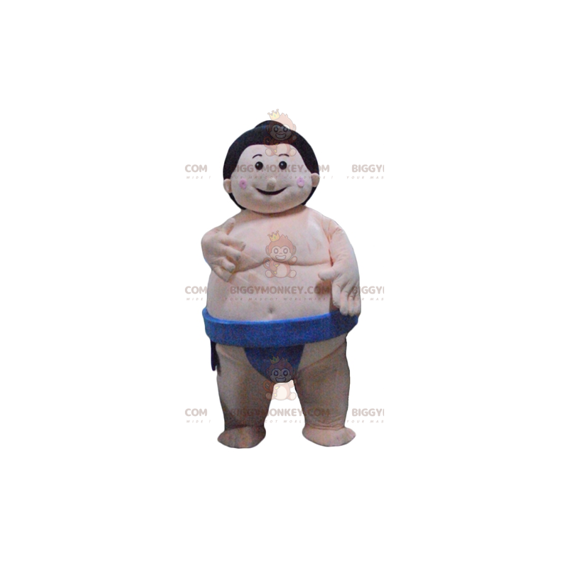 Japanse dikke worstelaar sumo BIGGYMONKEY™ mascottekostuum met Japanse dikke worstelaar sumo BIGGYMONKEY™ mascottekostuum met