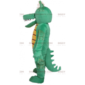 Veldig morsomt og fargerikt grønn og gul krokodille BIGGYMONKEY™ maskotkostyme - Krokodille maskot - BiggyMonkey.com