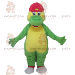 Green and Yellow Crocodile BIGGYMONKEY™ Mascot Costume with Red