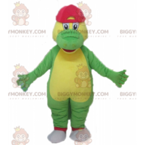 Costume da mascotte BIGGYMONKEY™ coccodrillo verde e giallo con