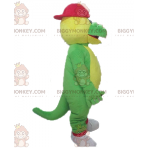 Costume da mascotte BIGGYMONKEY™ coccodrillo verde e giallo con