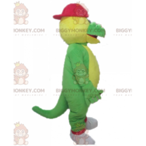 Costume da mascotte BIGGYMONKEY™ coccodrillo verde e giallo con