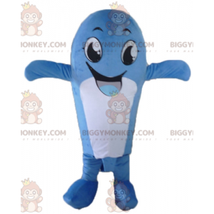 Funny Smiling Blue and White Whale BIGGYMONKEY™ Mascot Costume