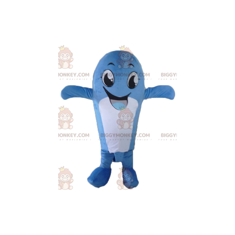 Rolig leende blå och vit val BIGGYMONKEY™ maskotdräkt - Rolig leende blå och vit val BIGGYMONKEY™ maskotdräkt -