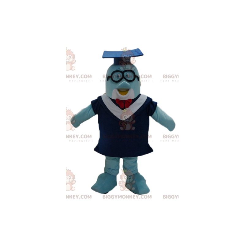 Blue Dolphin BIGGYMONKEY™ Mascot Costume with Gown and Student