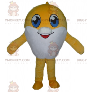 Very Cute Yellow and White Big Fish BIGGYMONKEY™ Mascot Costume