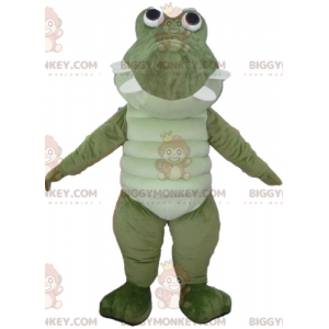 Costume da mascotte grande coccodrillo verde e bianco