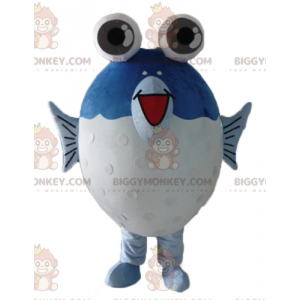 Traje de mascote BIGGYMONKEY™ Peixe grande azul e branco com