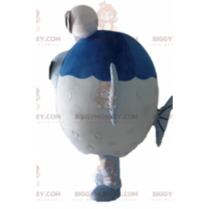 BIGGYMONKEY™ Mascot Costume Big Blue and White Fish with Big