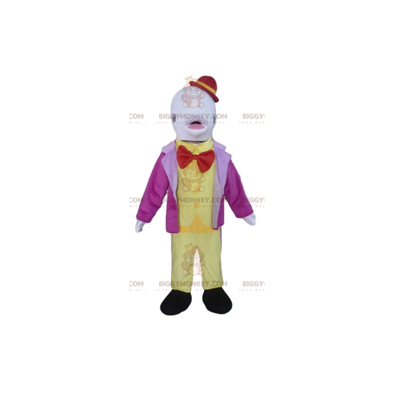Costume de mascotte BIGGYMONKEY™ de dauphin blanc costumé avec Costume de mascotte BIGGYMONKEY™ de dauphin blanc costumé avec
