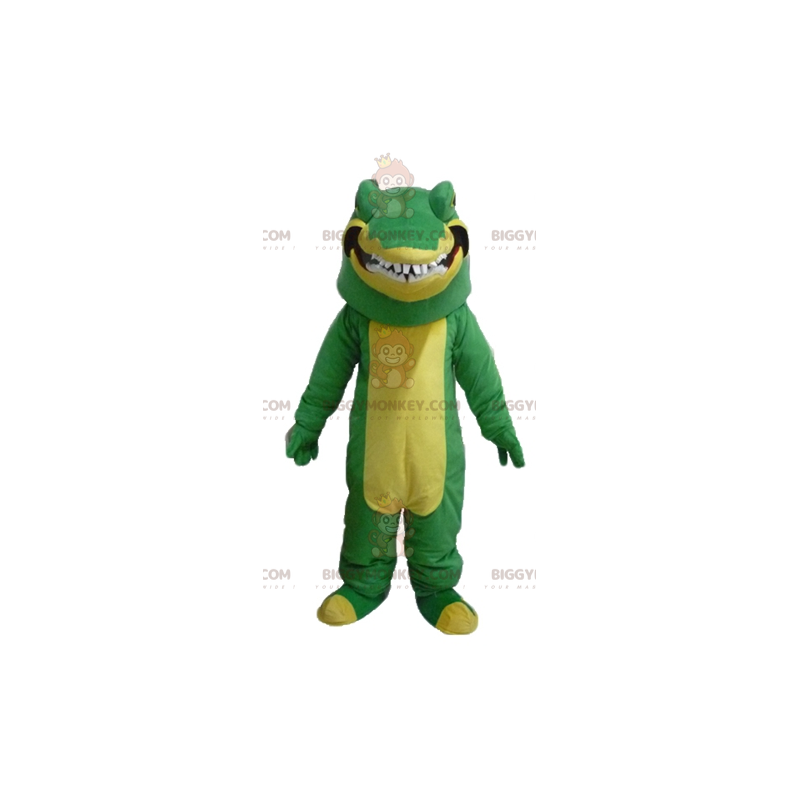 Costume de mascotte BIGGYMONKEY™ de crocodile vert et jaune