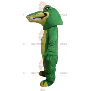 Mycket realistisk och skrämmande grön och gul krokodil BIGGYMONKEY™ maskotdräkt - Krokodilmaskot - BiggyMonkey.com