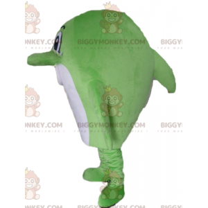 Dolphin BIGGYMONKEY™ Big Green and White Fish Mascot Costume -