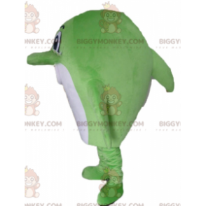 Dolphin BIGGYMONKEY™ Big Green and White Fish Mascot Costume -