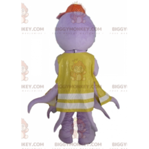 BIGGYMONKEY™ lila bläckfiskmaskotdräkt med gul väst - Oklassificerade maskot - BIGGYMONKEY_04054 - BiggyMonkey.com