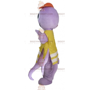 BIGGYMONKEY™ lila bläckfiskmaskotdräkt med gul väst - Oklassificerade maskot - BIGGYMONKEY_04054 - BiggyMonkey.com
