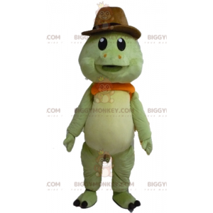 Green and Orange Turtle BIGGYMONKEY™ Mascot Costume with Cowboy