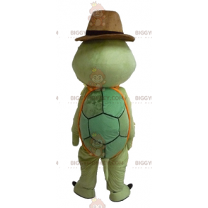 Kostium maskotki z zielonym i pomarańczowym żółwiem BIGGYMONKEY™ z kowbojskim kapeluszem - Maskotki Turtle - BiggyMonkey.com