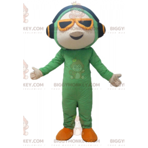 BIGGYMONKEY™-mascottekostuum van man in groene jumpsuit met