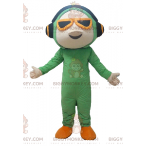 Traje de mascote BIGGYMONKEY™ de homem em macacão verde com